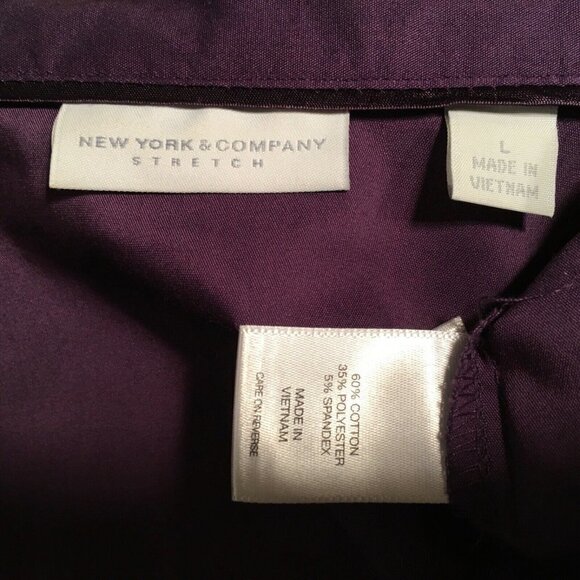 NEW YORK & COMPANY STRETCH “The Madison” Fitted Blouse, PURPLE, NWOT, Size L - Picture 3 of 8